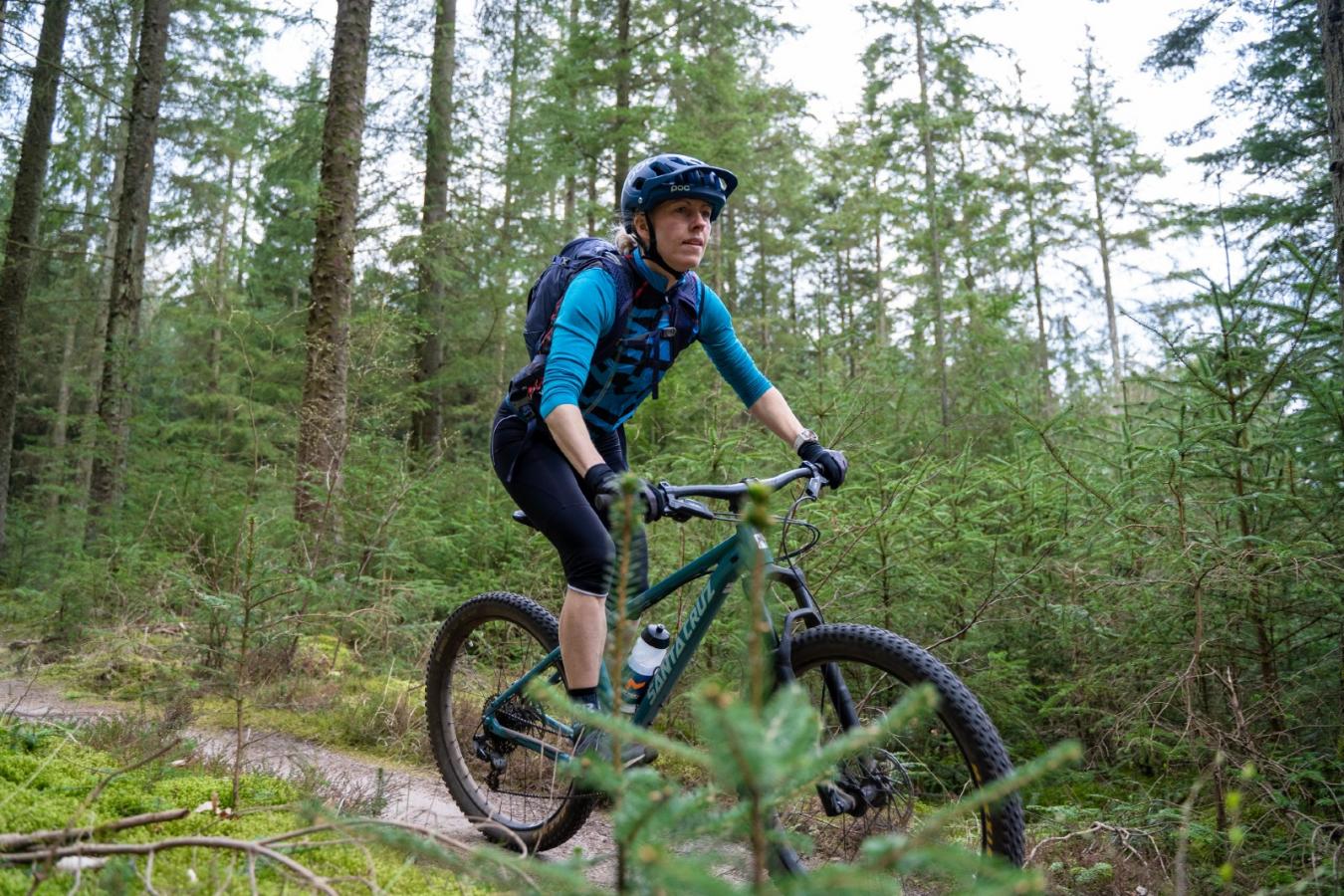 Mountainbikerytter i skoven