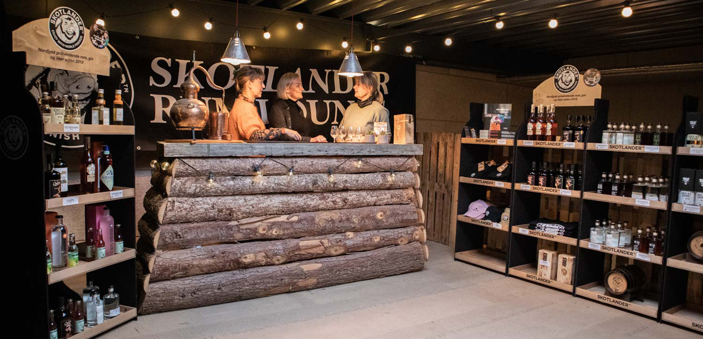 Skotlander, rom, butik