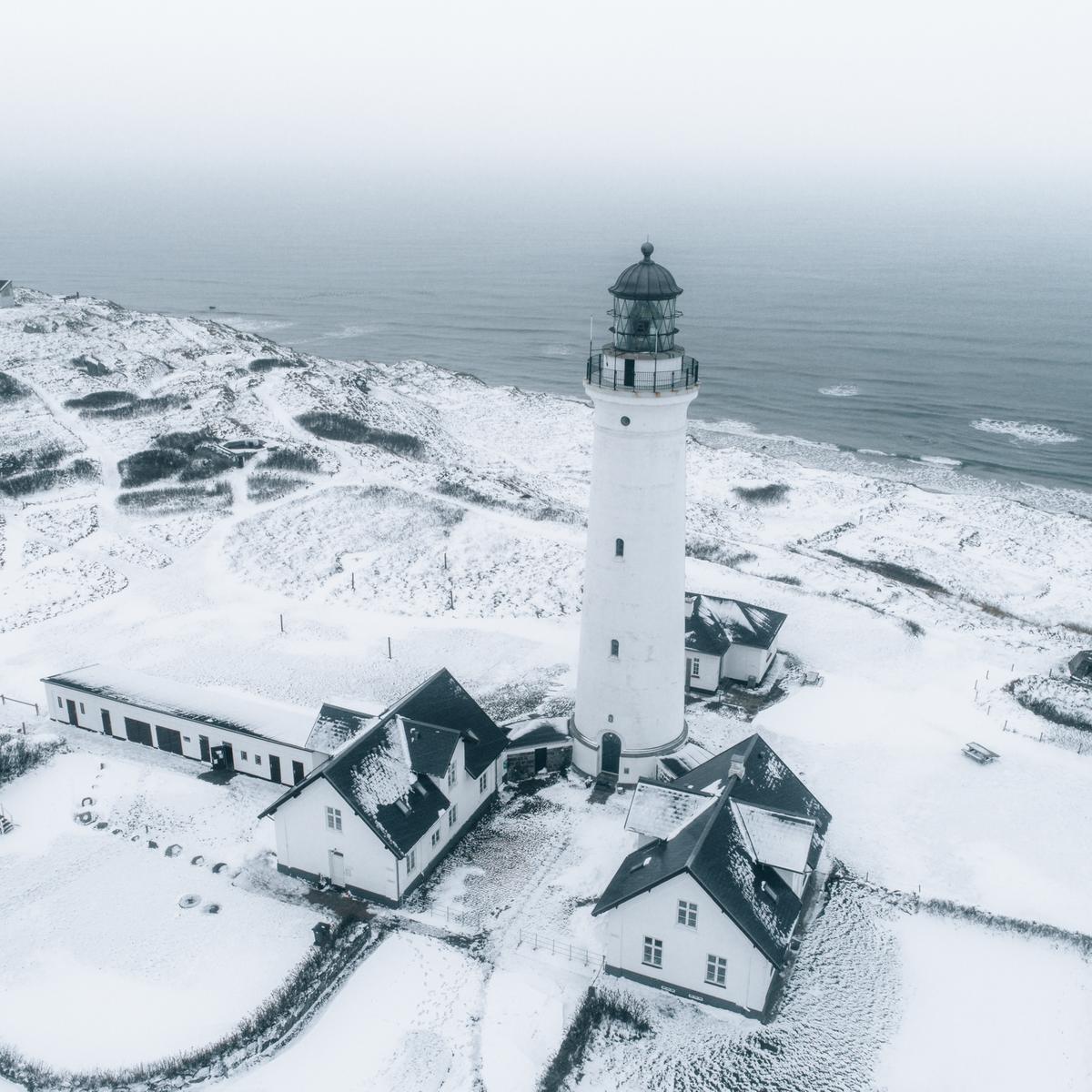 Hirtshals fyr i vintertid